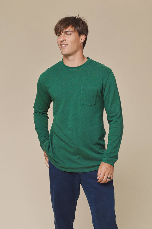 Baja Long Sleeve Pocket Tee | Jungmaven Hemp Clothing & Accessories / model_desc: Travis is 6’1” wearing L