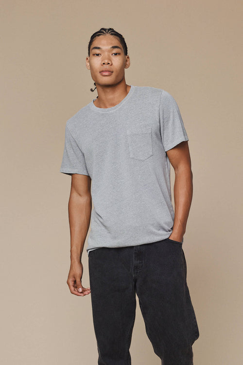Heathered Baja Pocket Tee | Jungmaven Hemp Clothing & Accessories / model_desc: Chaz is 6’2” wearing L