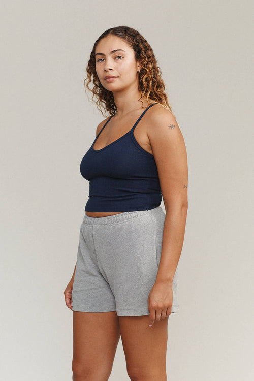 Heathered Sun Short | Jungmaven Hemp Clothing & Accessories / model_desc: Paige is 5’8” wearing Medium