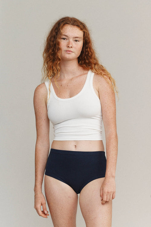 High Waist Brief | Jungmaven Hemp Clothing & Accessories / model_desc: Sydney is 5’8” wearing Small
