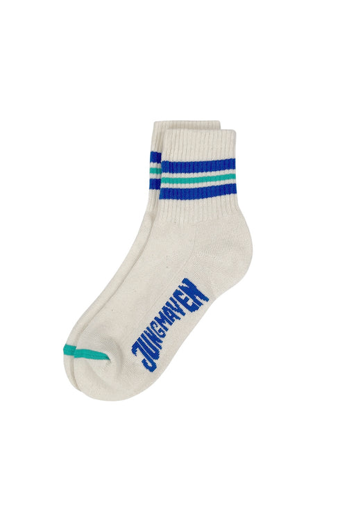 Town and Country Ankle Socks | Jungmaven Hemp Clothing & Accessories / Color: Wisteria/Teal 3 Stripe